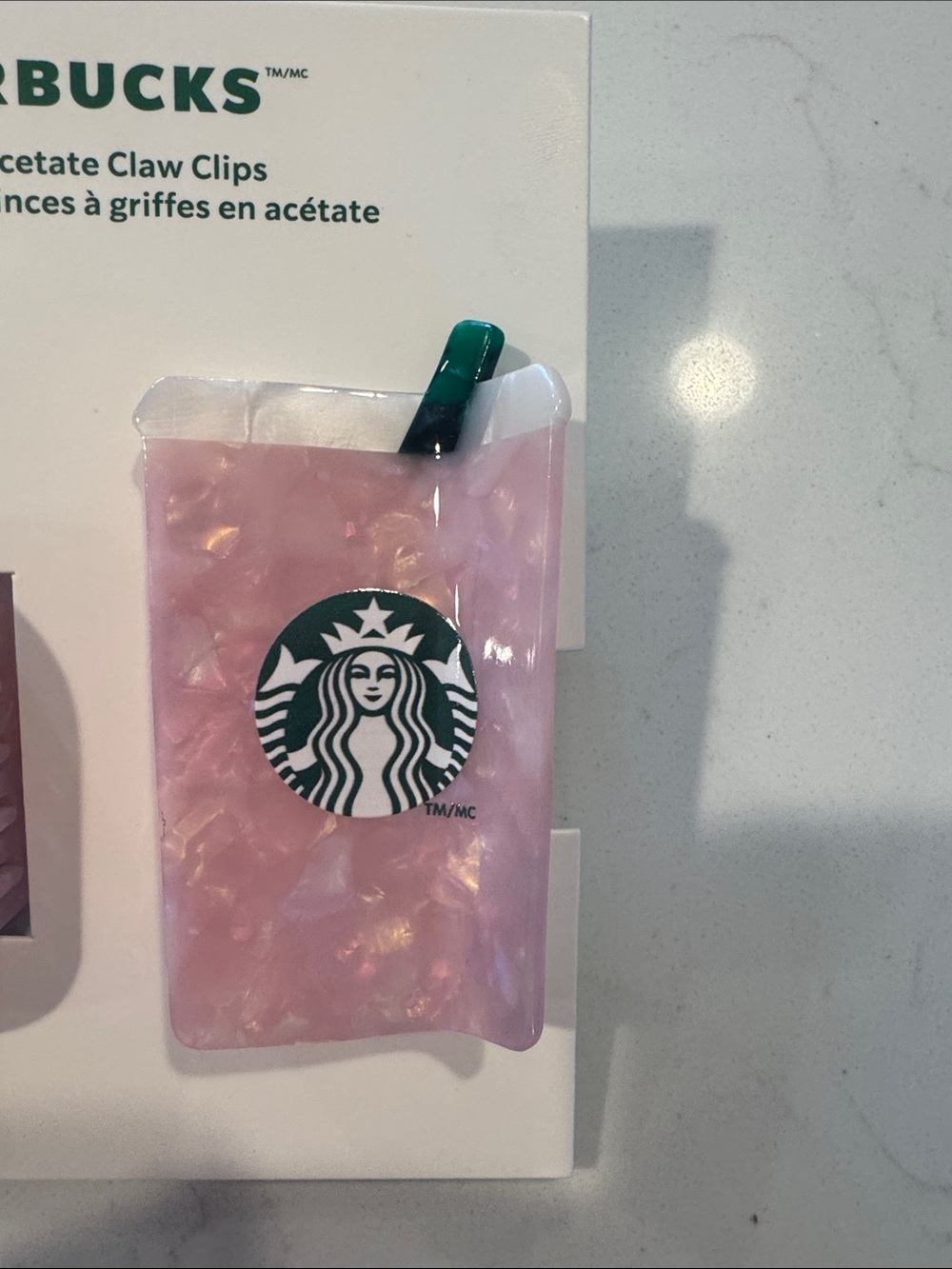 Viral Starbucks Pink Strawberry & Pink Iced Cup Claw Clips with Green Accents - Picture 4 of 4